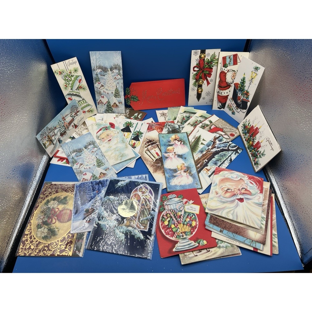 vintage 1960s 70s christmas cards Lot new 64 Cards